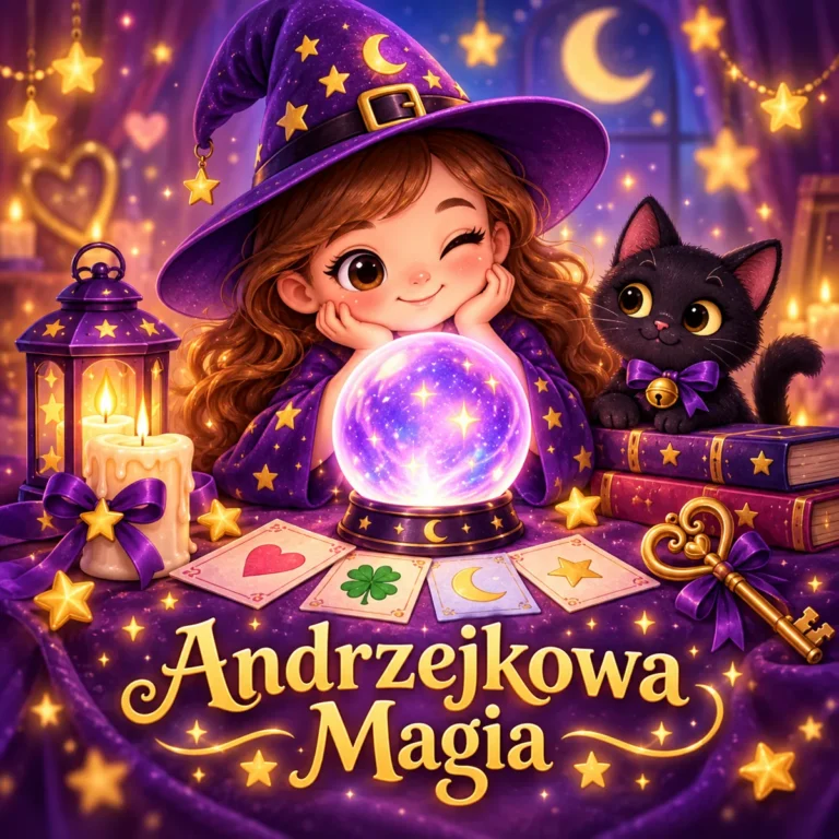 Mała wróżka z kotem i kryształową kulą – Andrzejkowa Magia