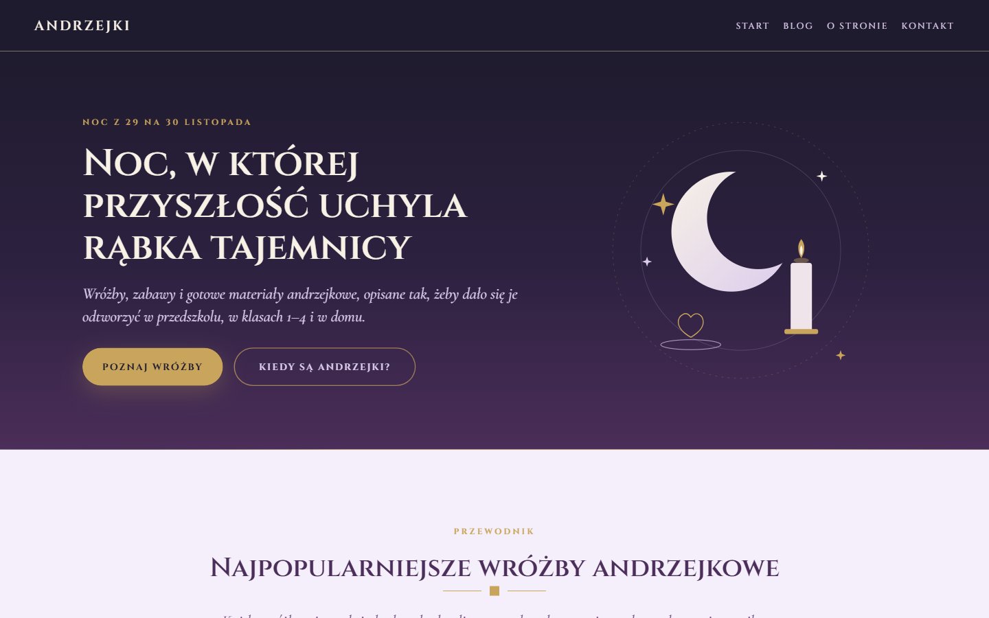 Strona główna andrzejki.com.pl — zrzut ekranu